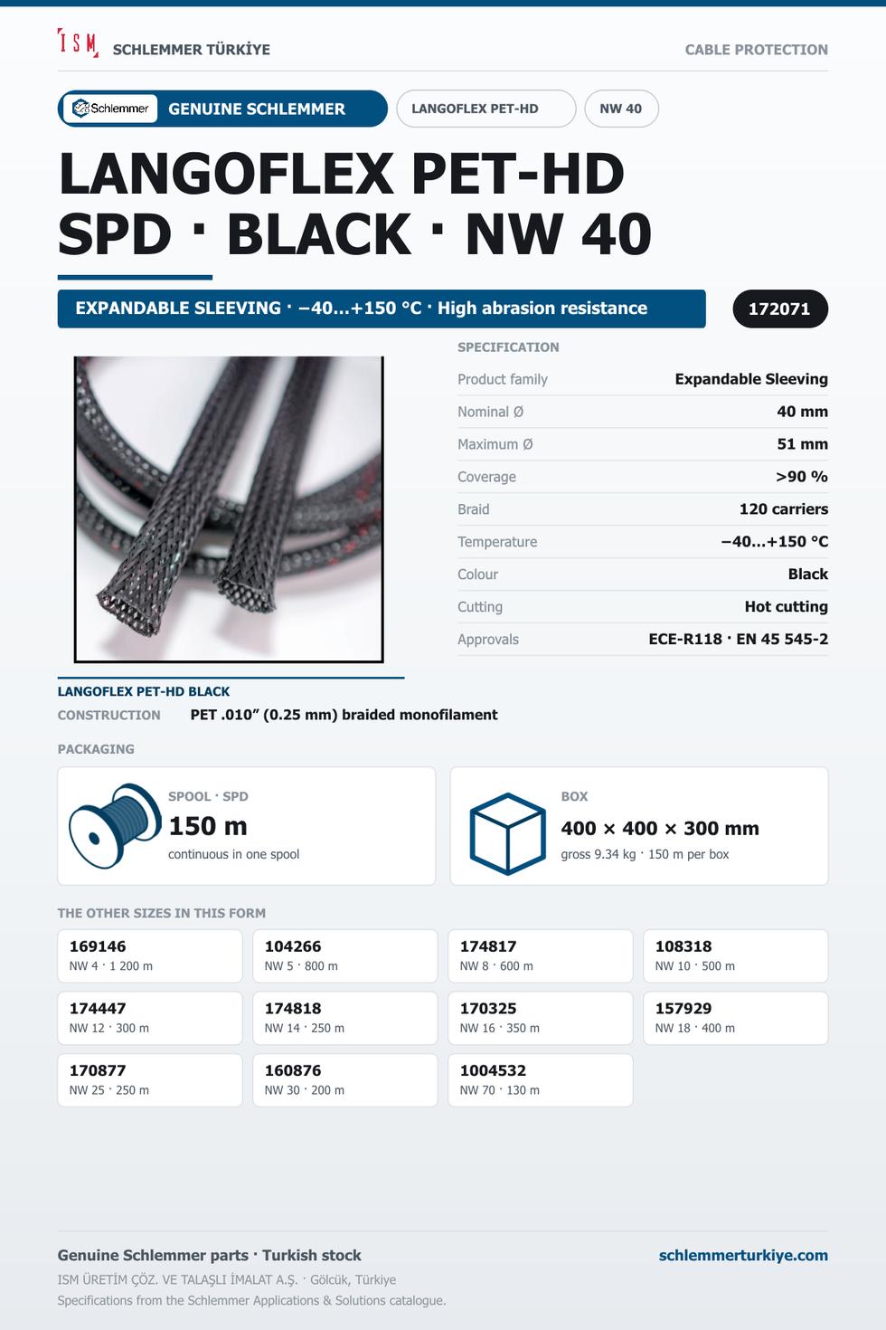LANGOFLEX PET-HD BKNO 40 SPD 150M 120C
