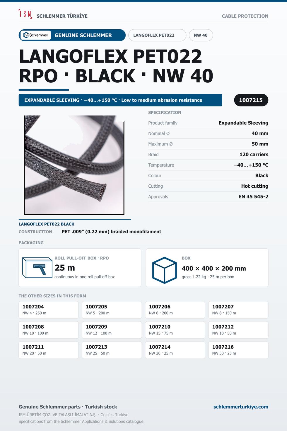 LANGOFLEX PET022 BKNO 40 RPO 25M 120C