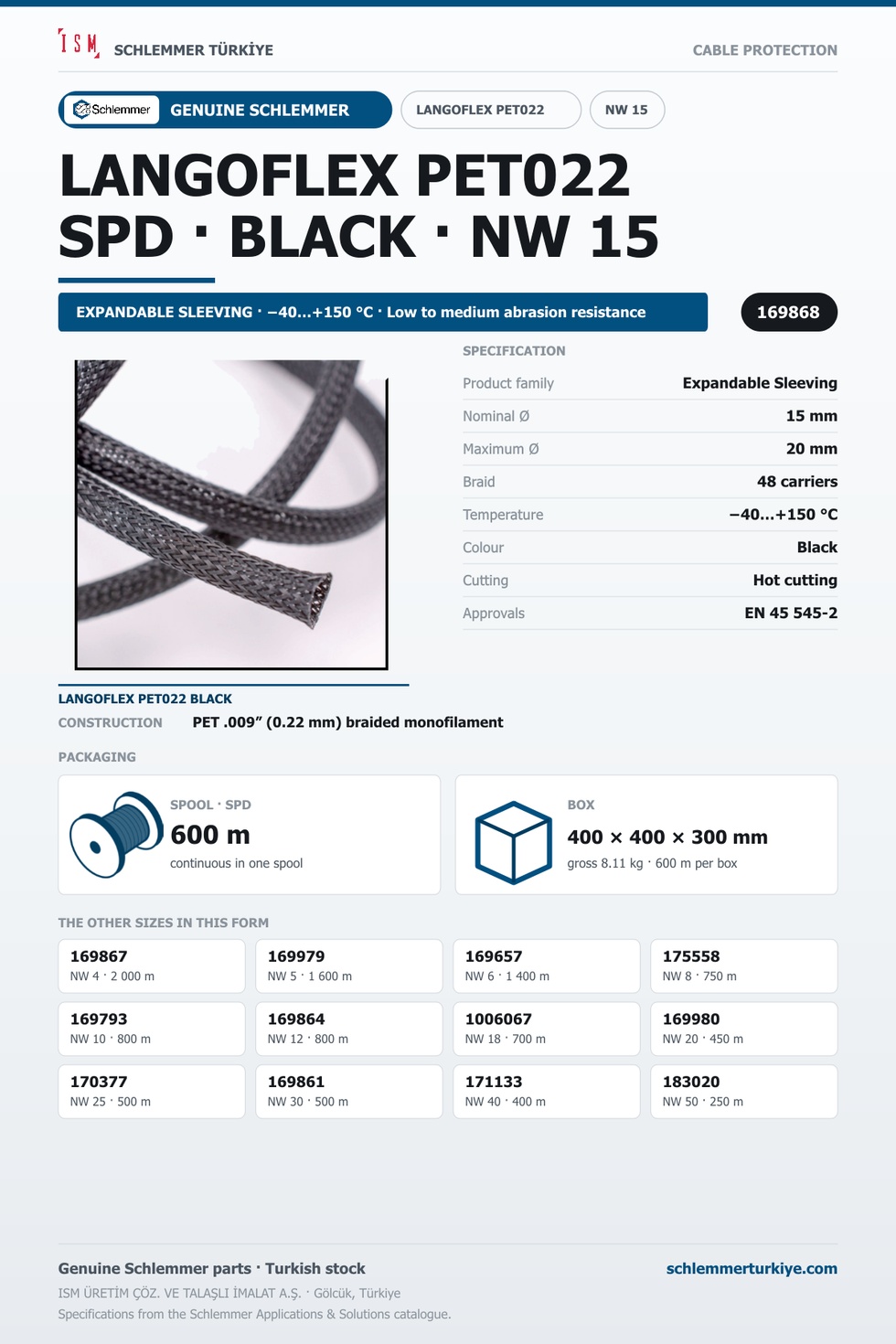 LANGOFLEX PET022 BKNO 15 SPD 600M 48C