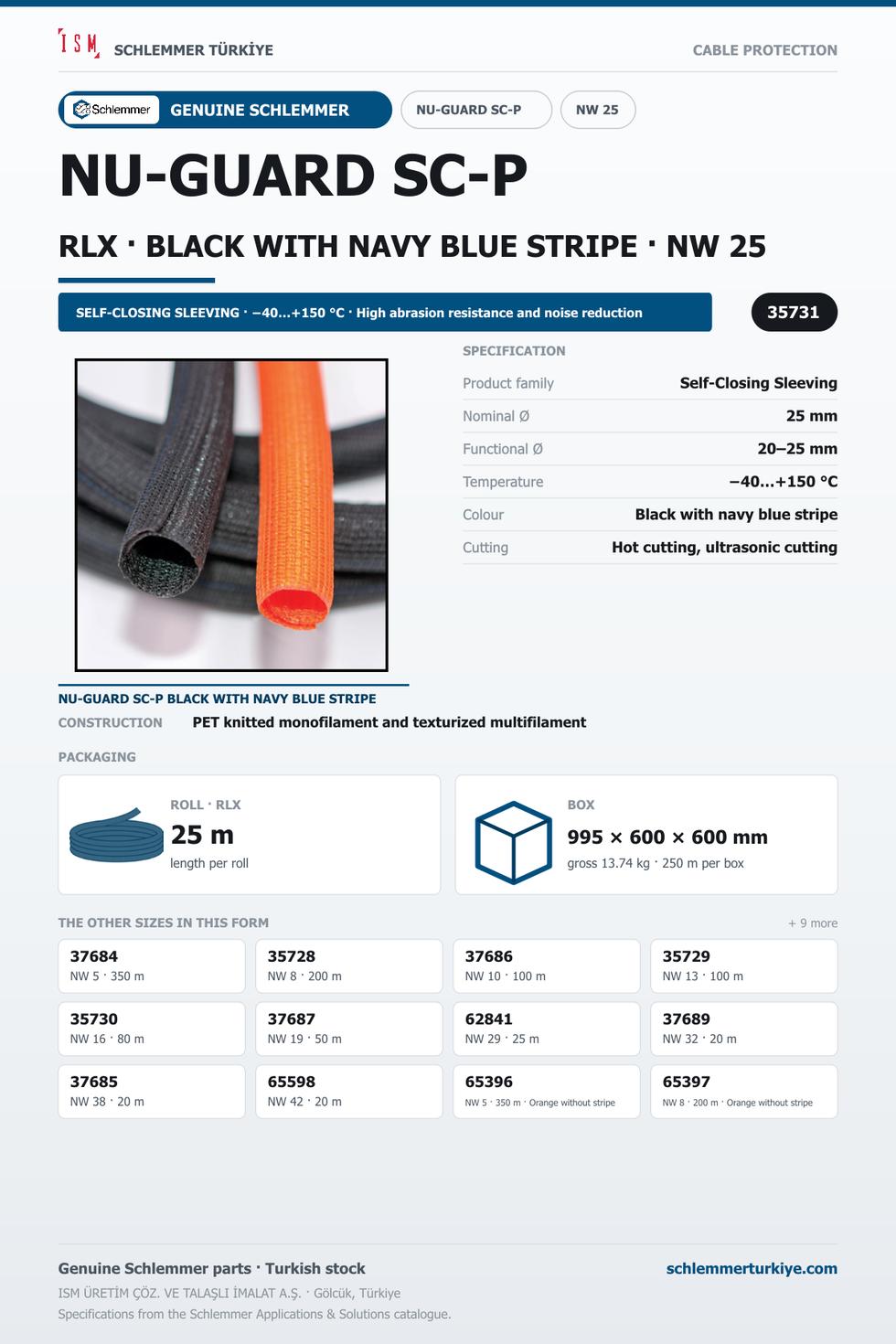NU-GUARD SC-P BKNB 25 RLX 25M