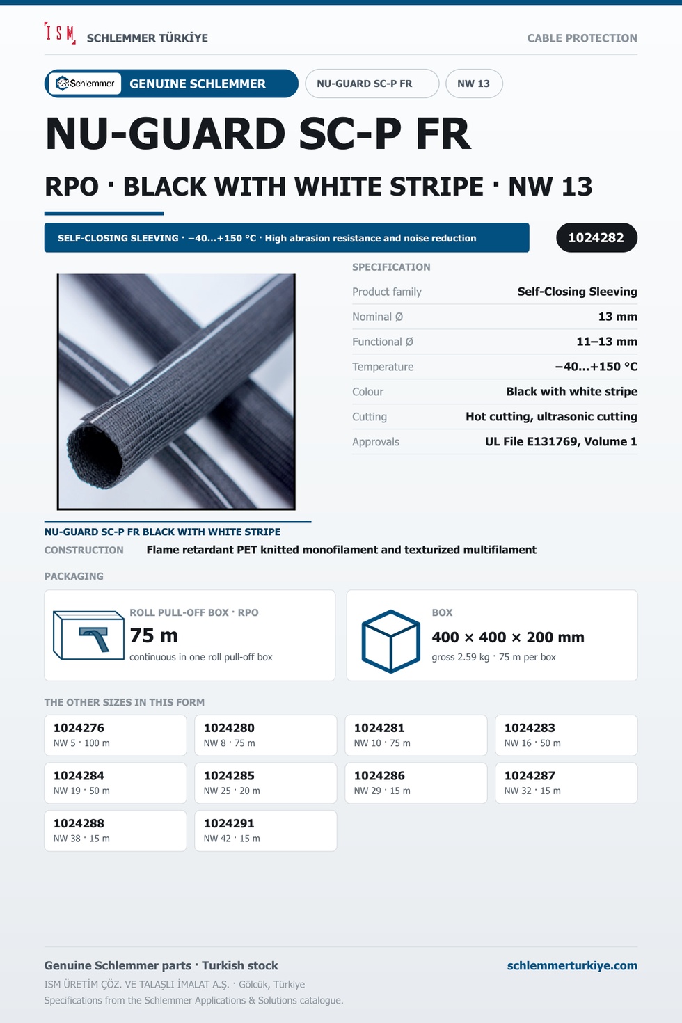 NU-GUARD SC-P FR BKWH 13 RPO 75M