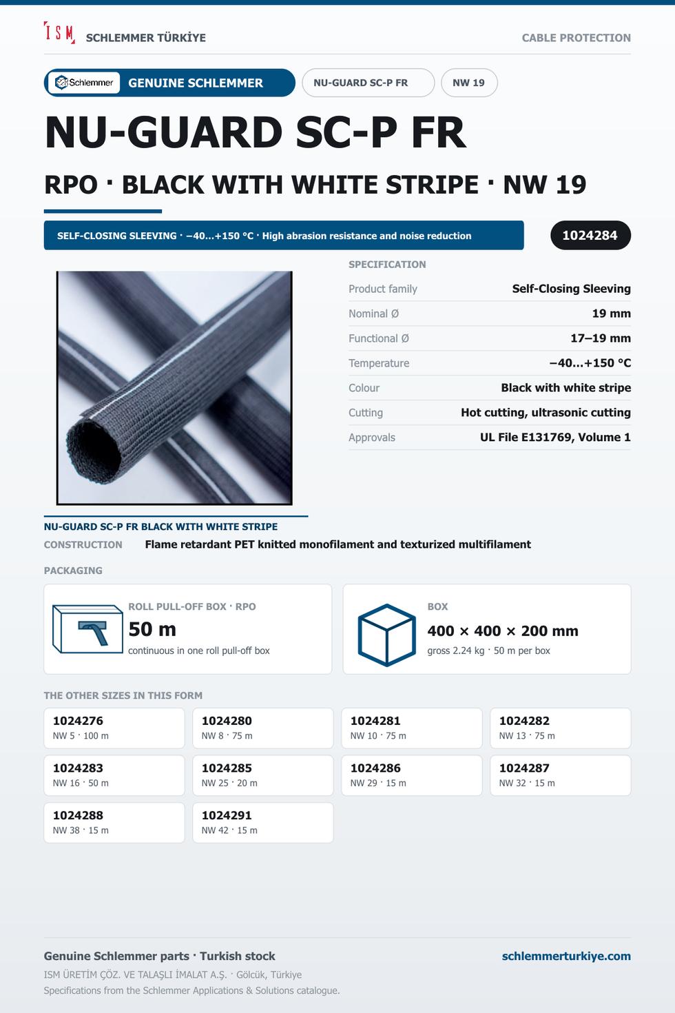 NU-GUARD SC-P FR BKWH 19 RPO 50M