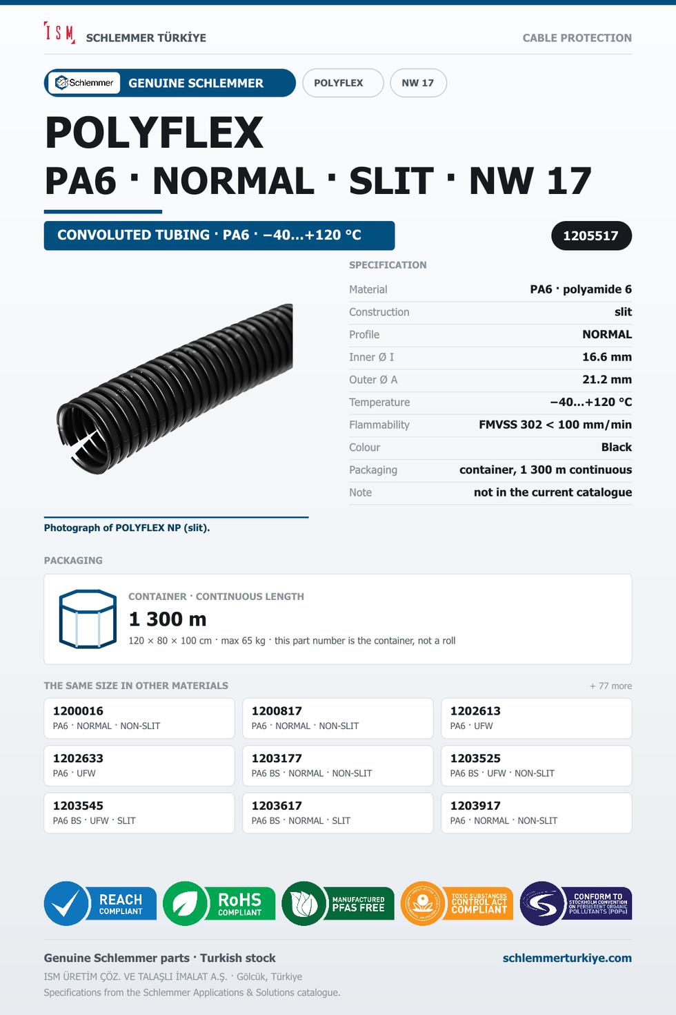POLYFLEX NW17 NORMAL SLIT PA6 CTN 1300 Meters