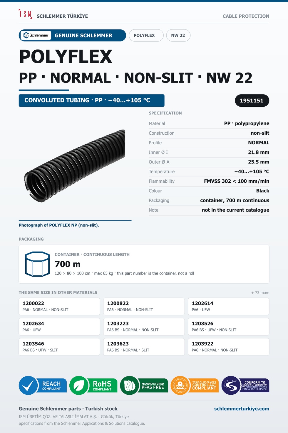 POLYFLEX NW22 NORMAL NONSLIT PP BKIW CTN 700 Meters