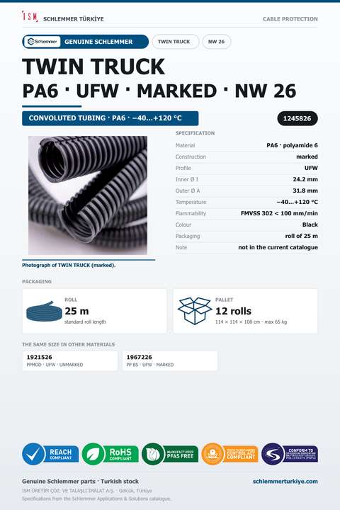 TWIN TRUCK NW26 UFW MARKED PA6 RLX 25 Meters