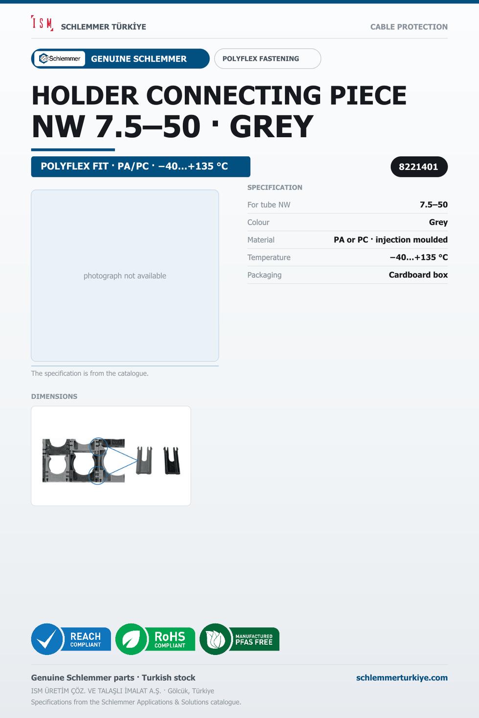 CORRUGATED TUBE HOLDER CONNECTOR GREY NW 7 - 5 - 50