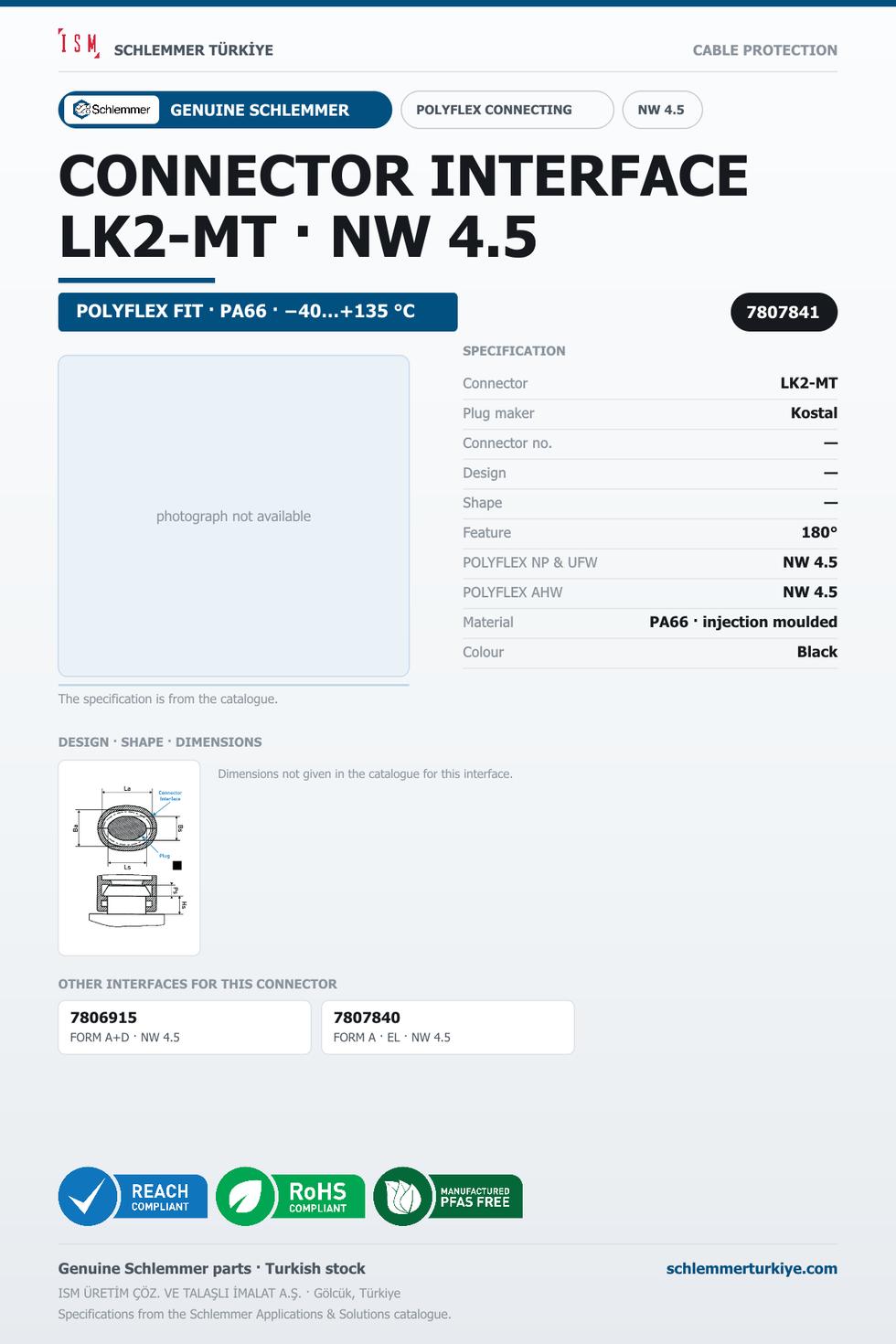 CONNECTOR INTERFACE LK2-MT -/- PA66 BK NW 4,5