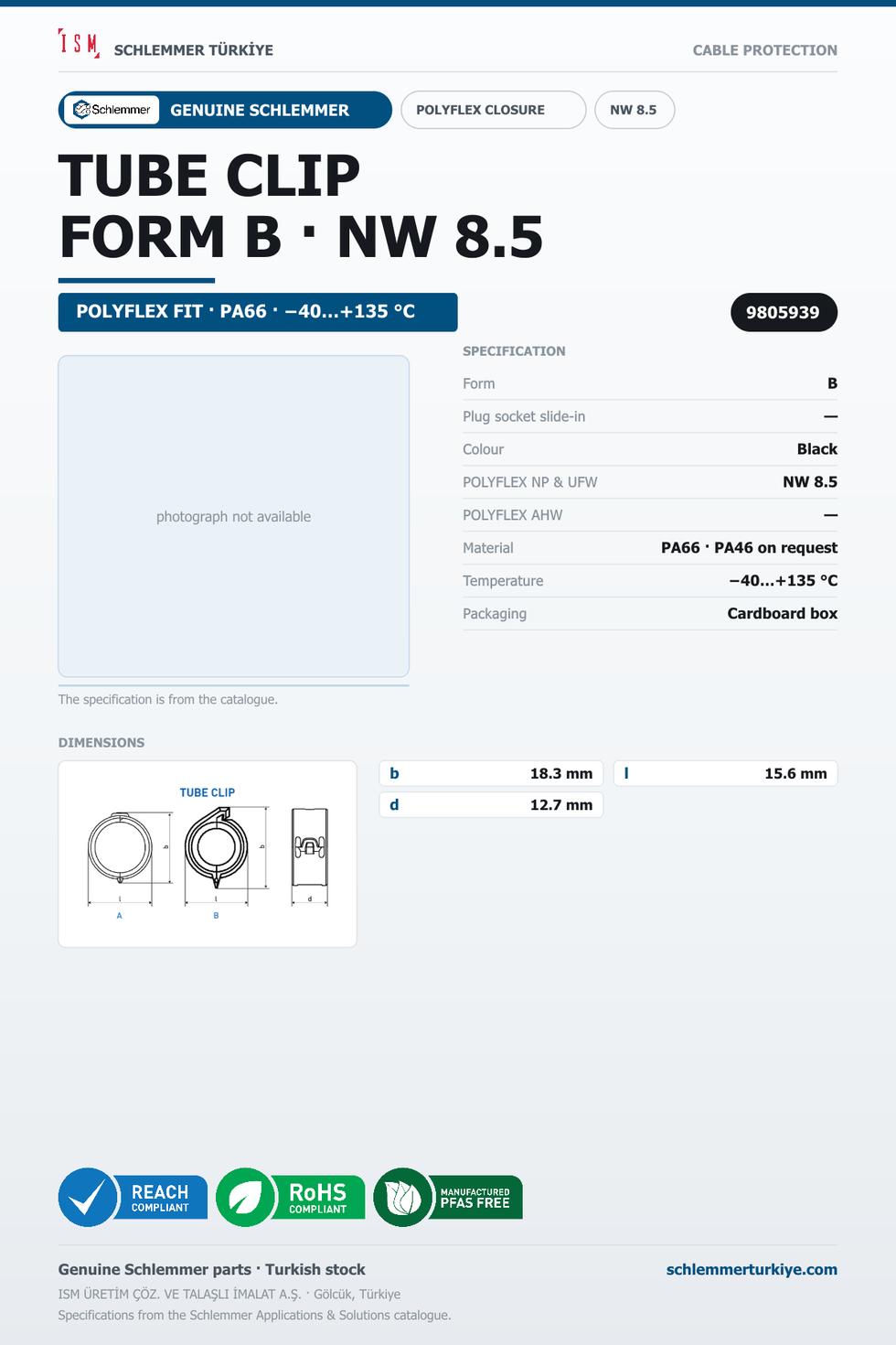 TUBE CLIP NW8.5 FORM B
