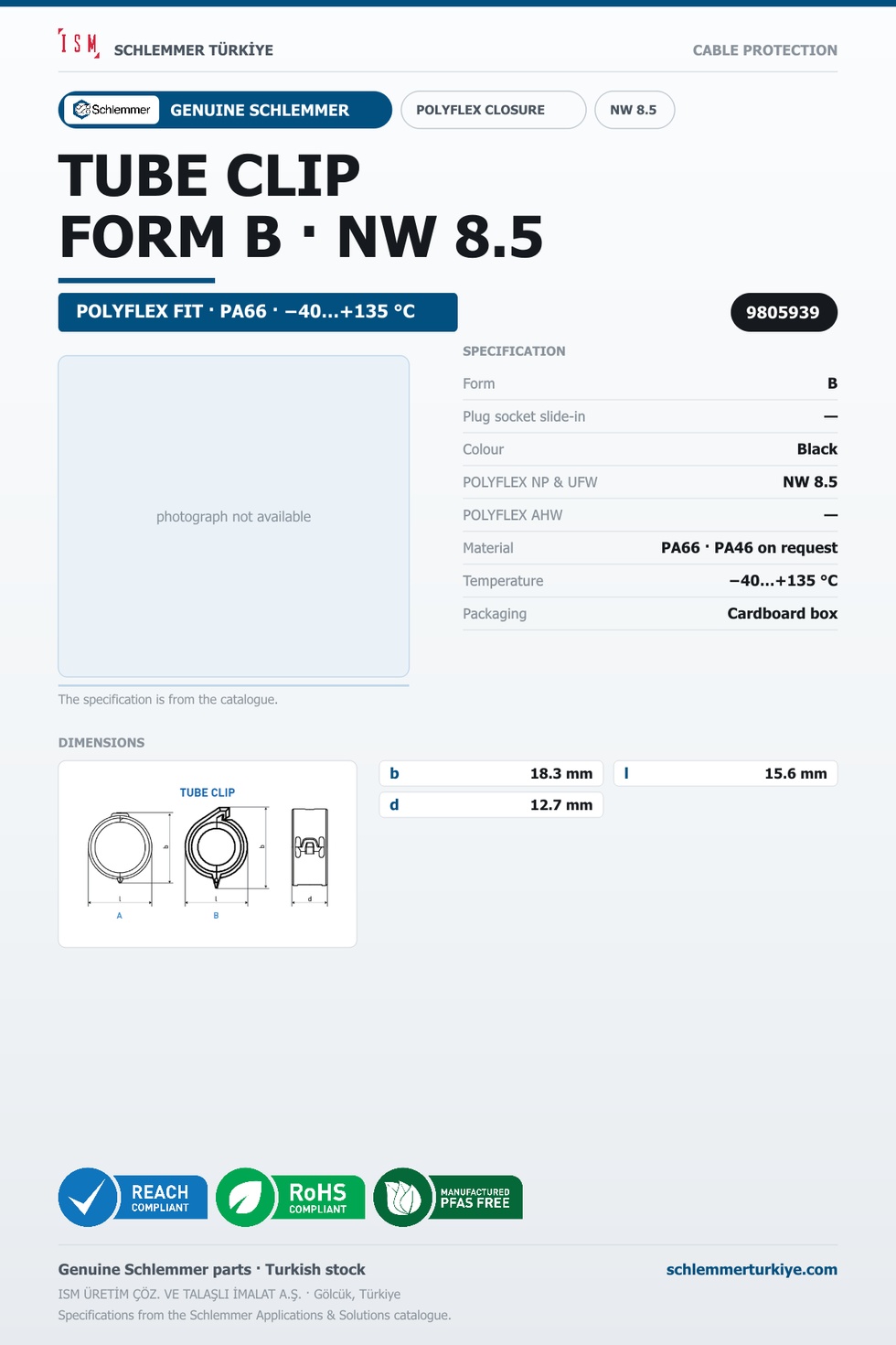 TUBE CLIP NW8.5 FORM B