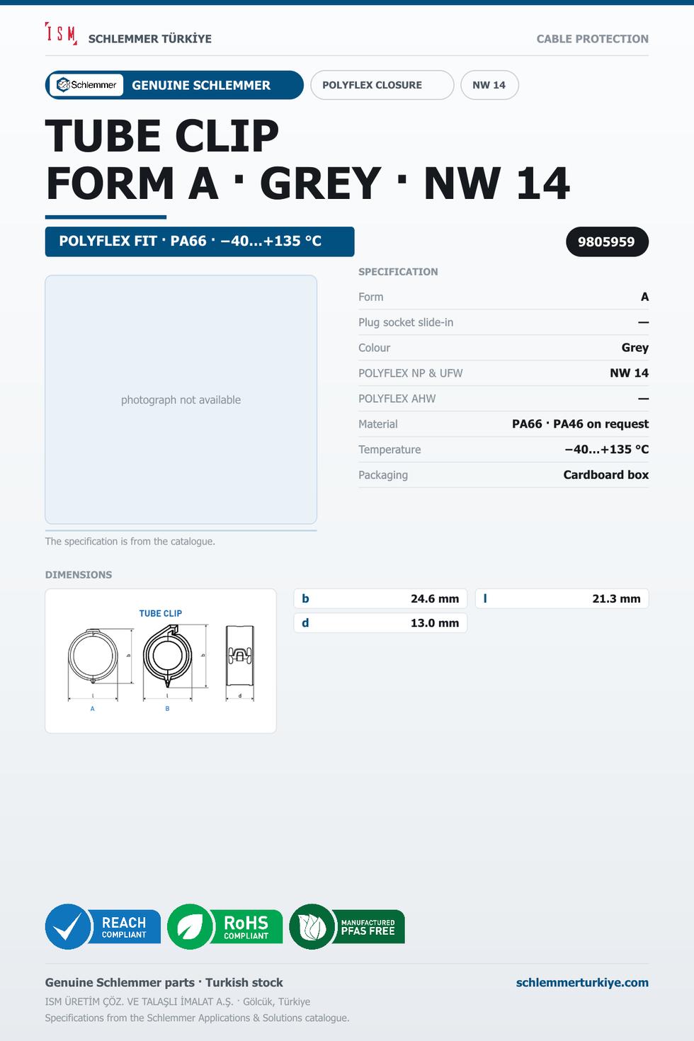 TUBE CLIP NW14 FORM A
