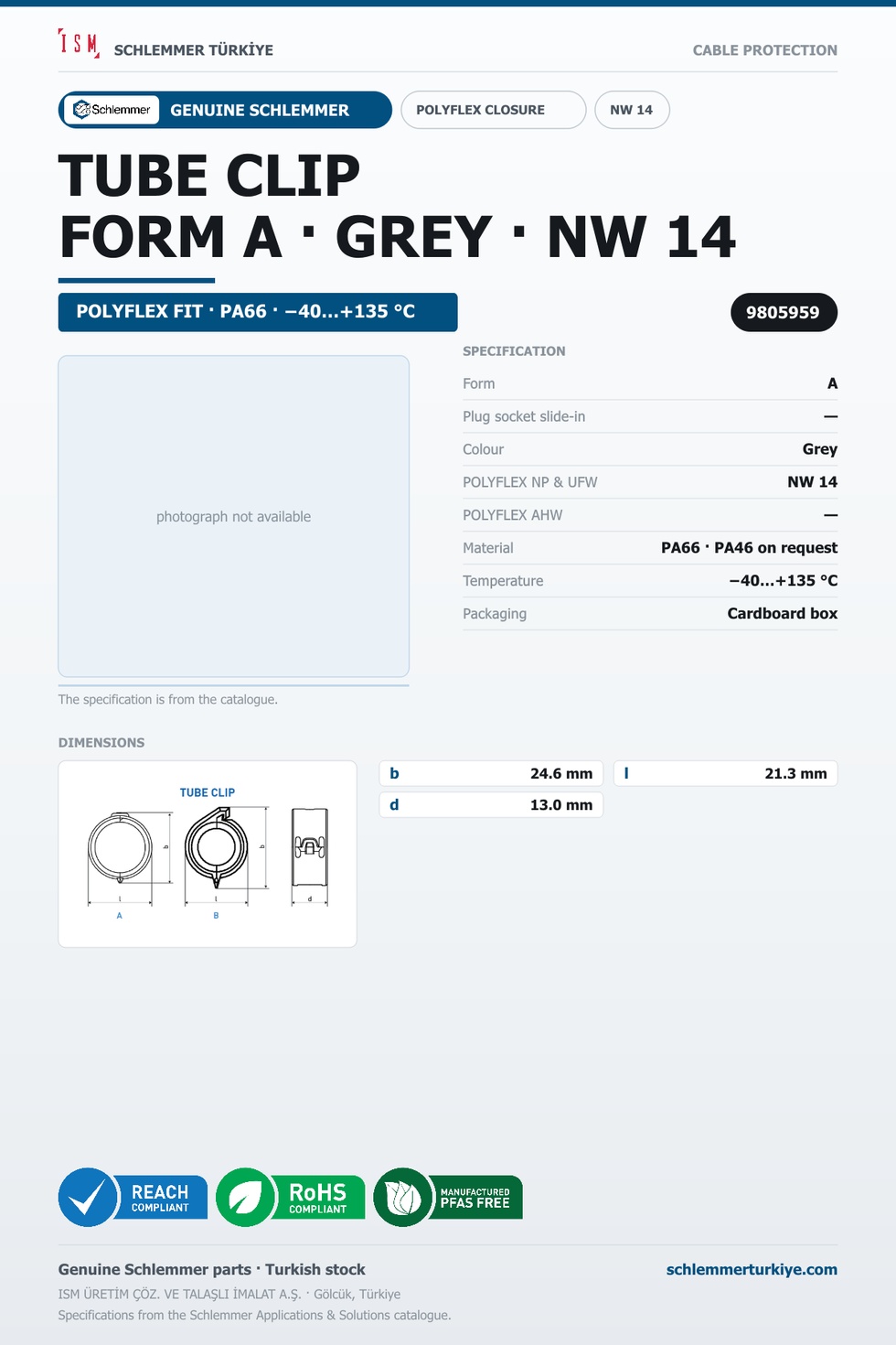 TUBE CLIP NW14 FORM A