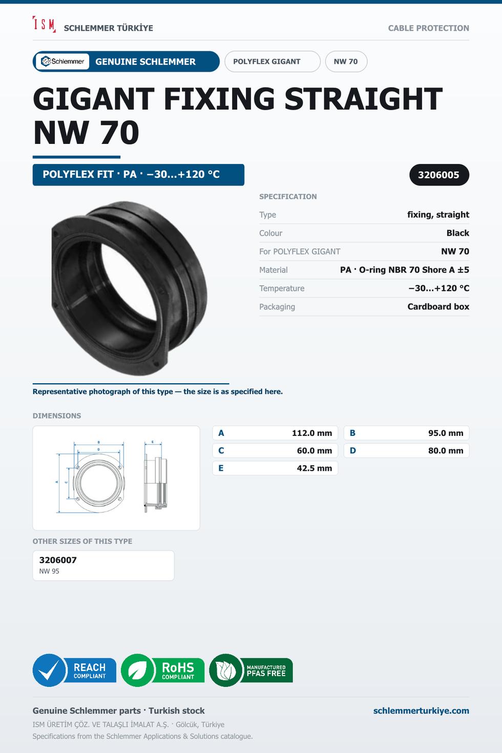 POLYFLEX GIGANT FIXING STRAIGHT · PA6 · NW 70