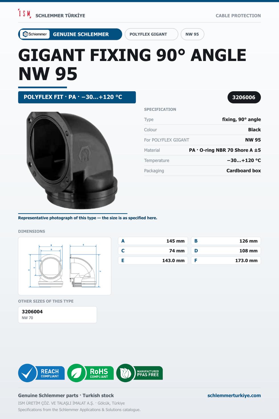 POLYFLEX GIGANT FIXING 90° ANGLE · PA6 · NW 95