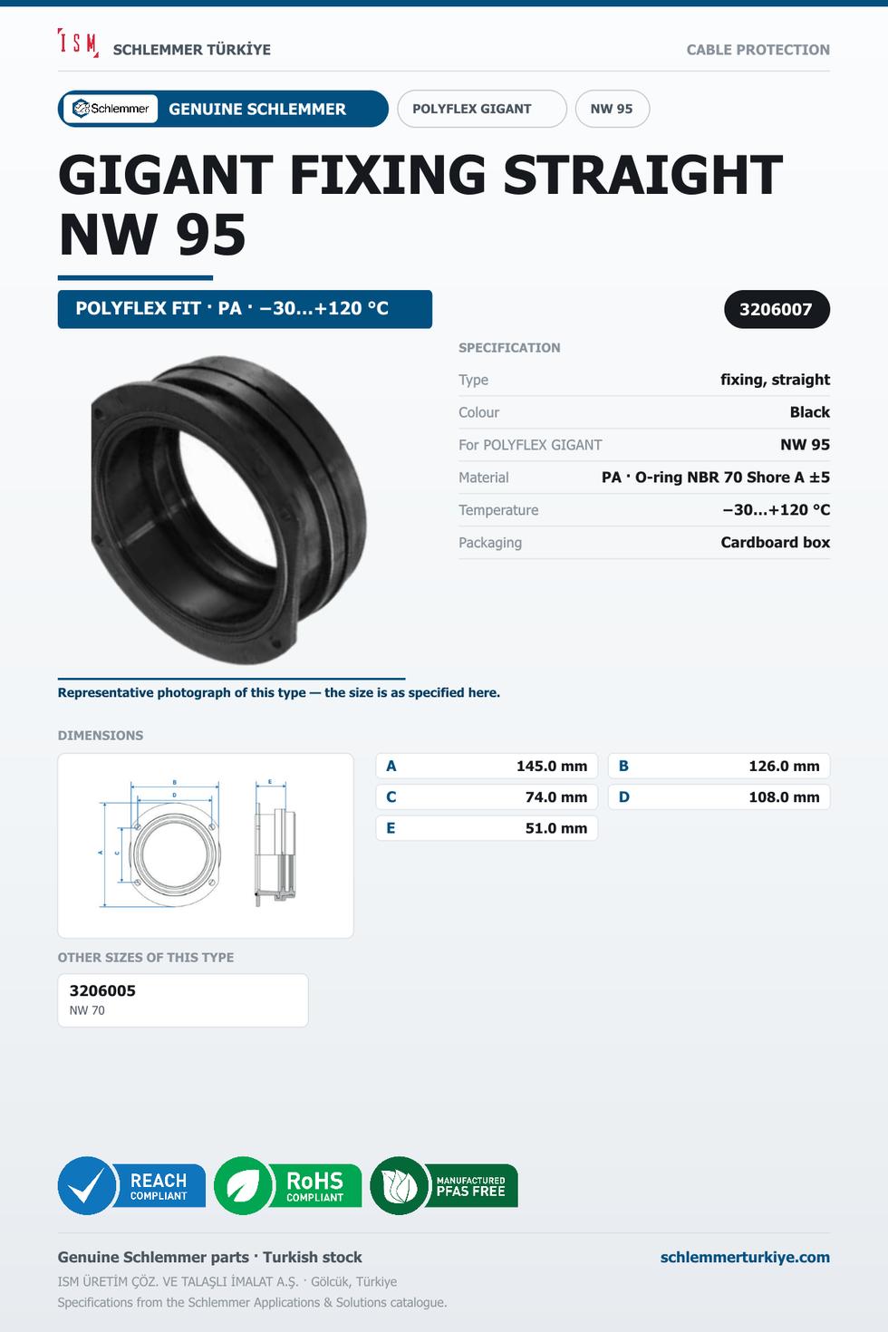 POLYFLEX GIGANT FIXING STRAIGHT · PA6 · NW 95