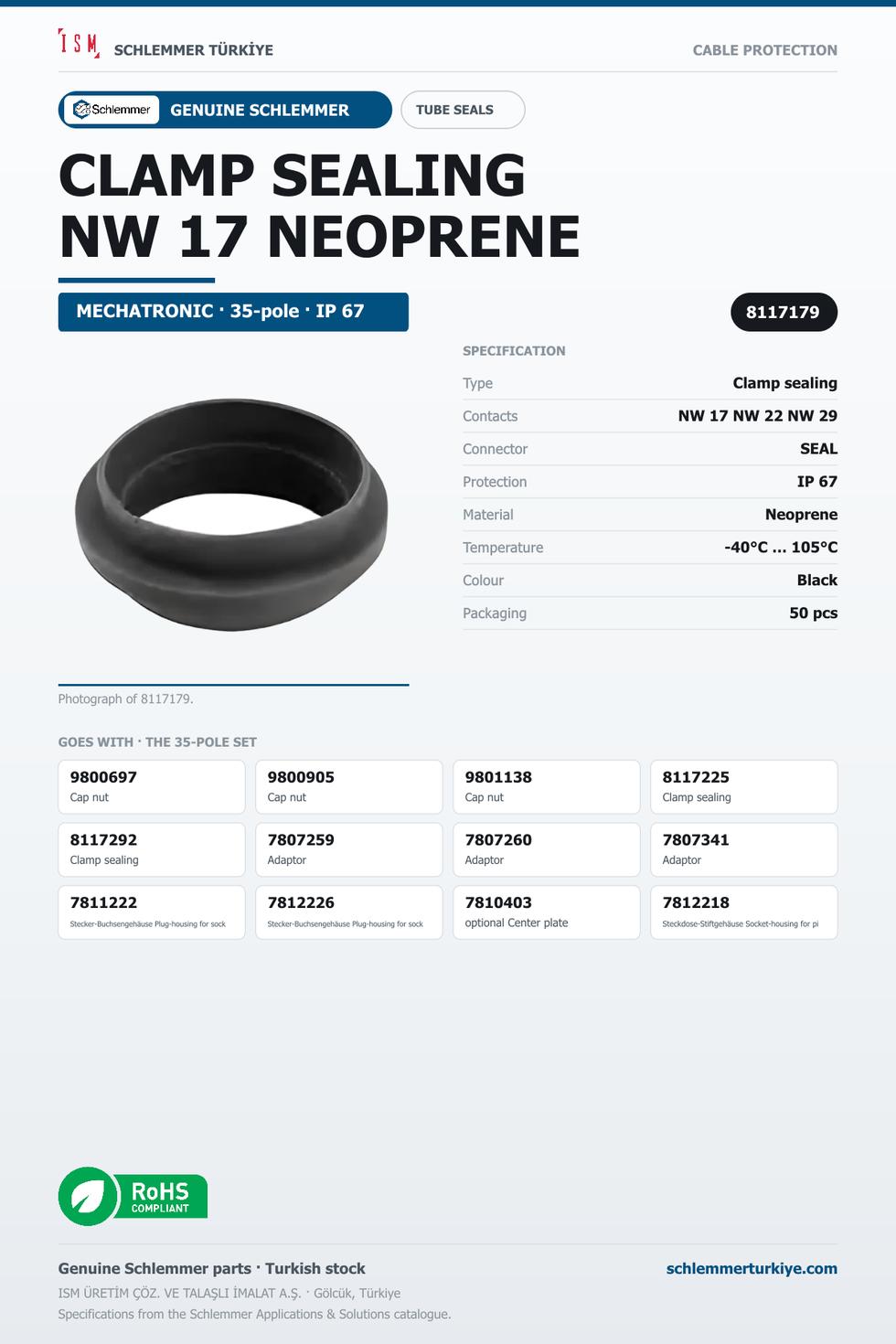 CLAMP SEALING NW 17 NEOPRENE