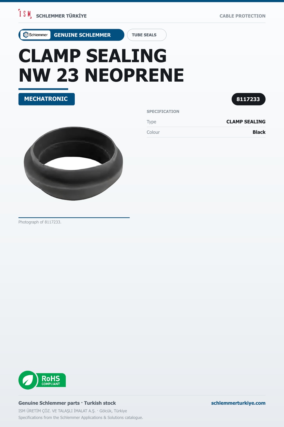 CLAMP SEALING NW 23 NEOPRENE