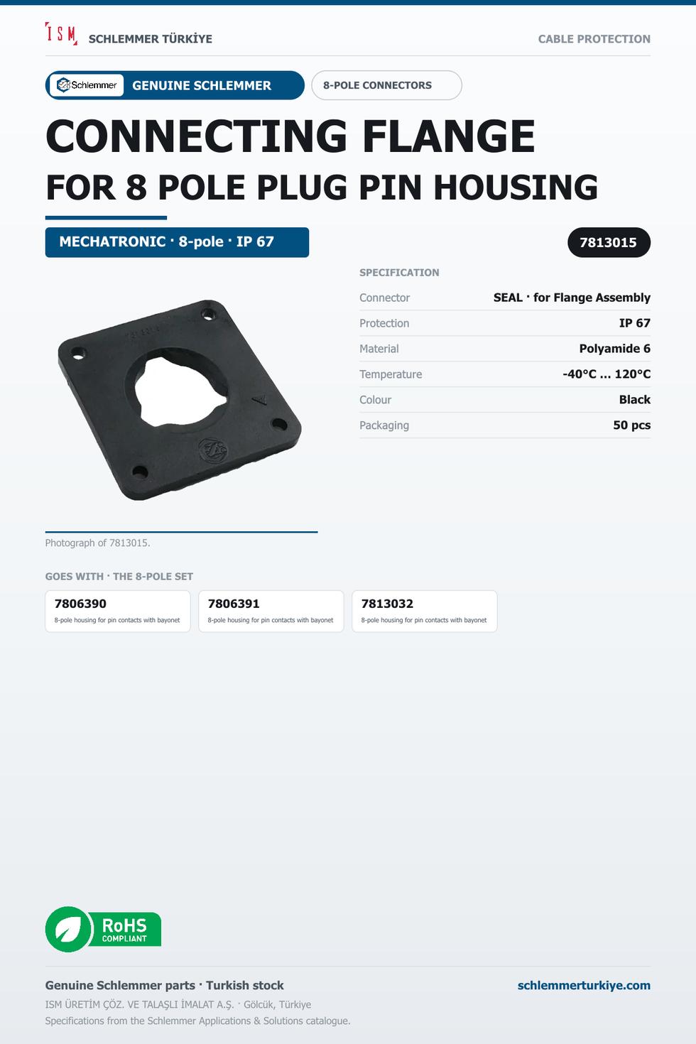 CONNECTING FLANGE FOR 8 POLE PLUG PIN HOUSING