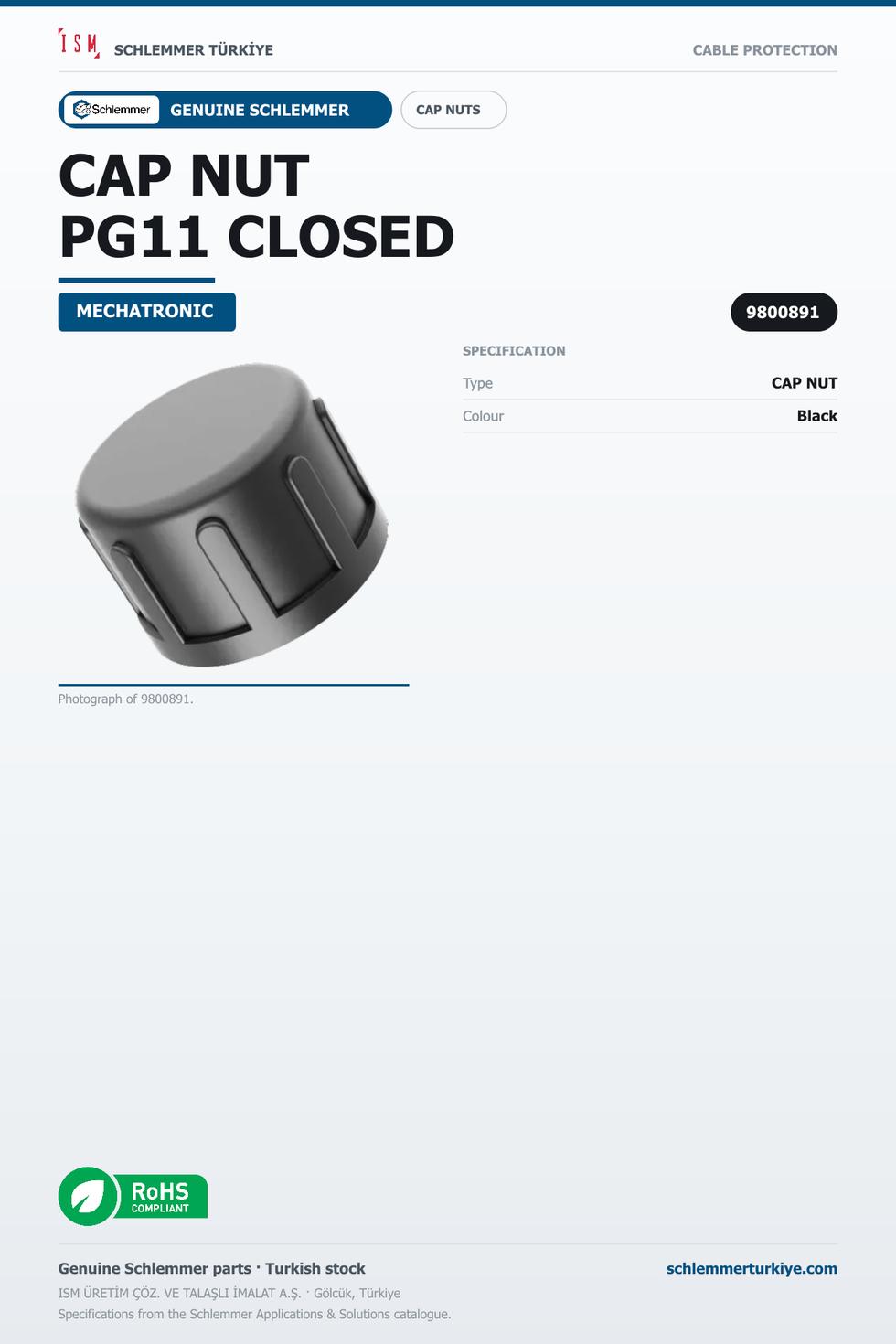 CAP NUT PG11 CLOSED