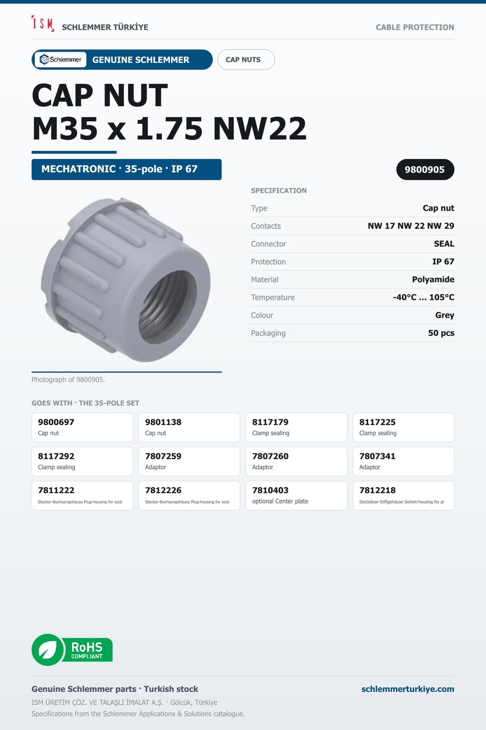CAP NUT M35 x 1.75 NW22