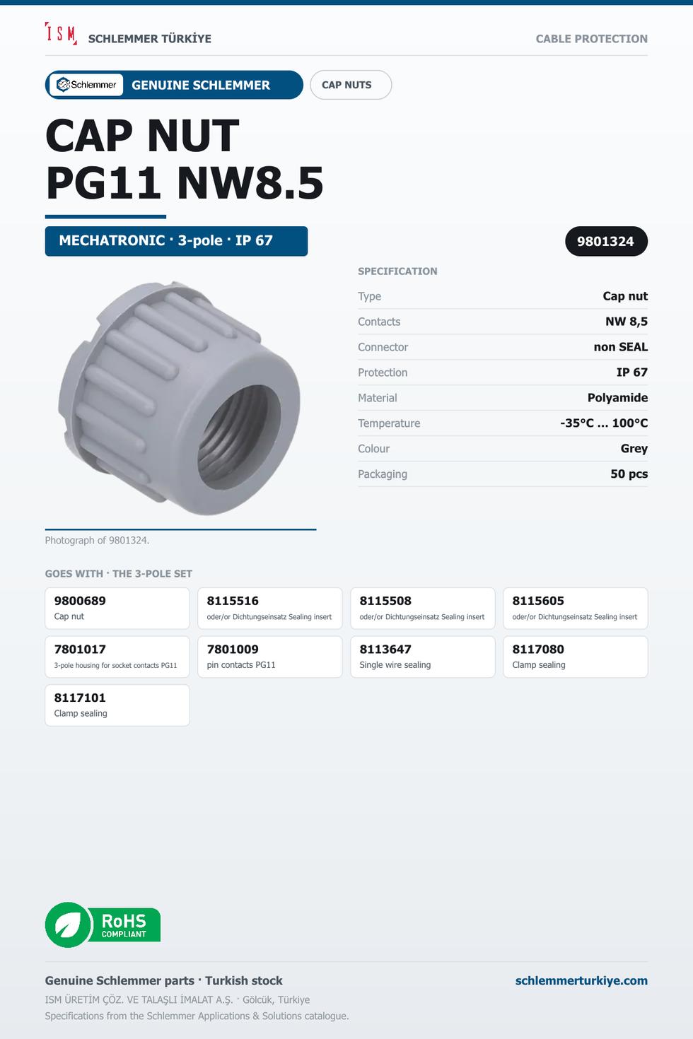 CAP NUT PG11 NW8.5