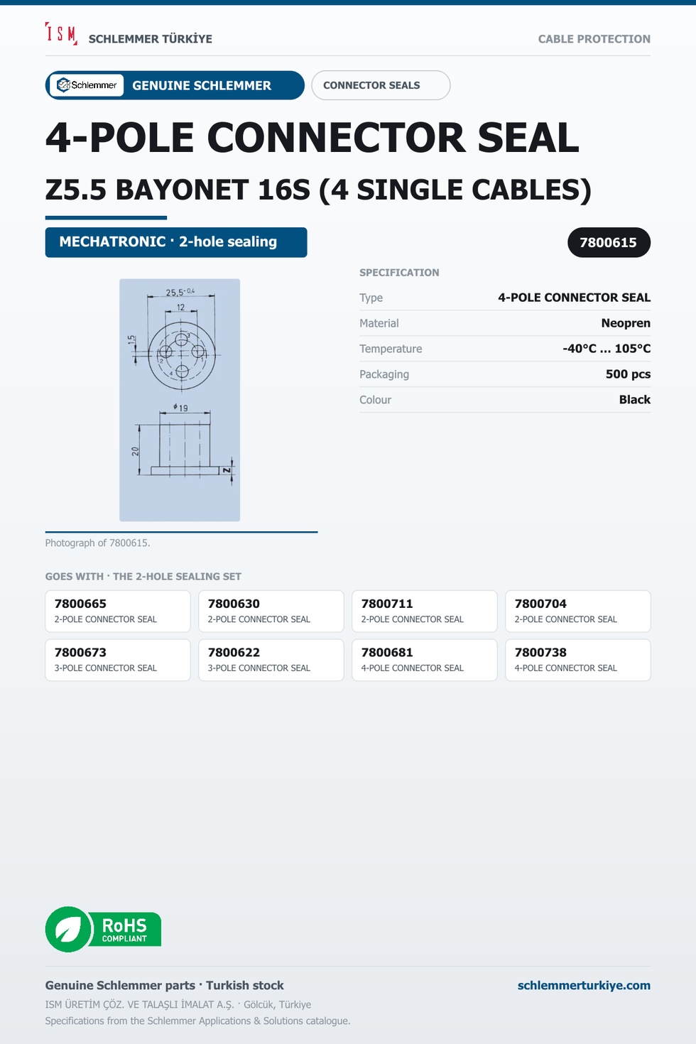 4-POLE CONNECTOR SEAL Z5.5 BAYONET 16S (4 SINGLE CABLES)