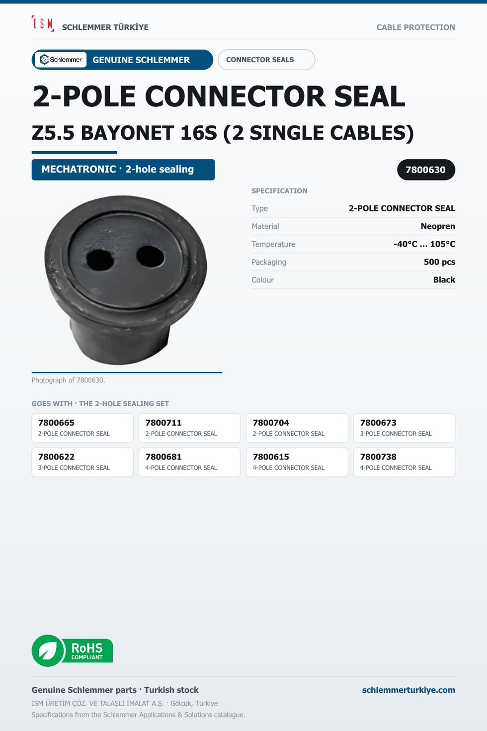2-POLE CONNECTOR SEAL Z5.5 BAYONET 16S (2 SINGLE CABLES)