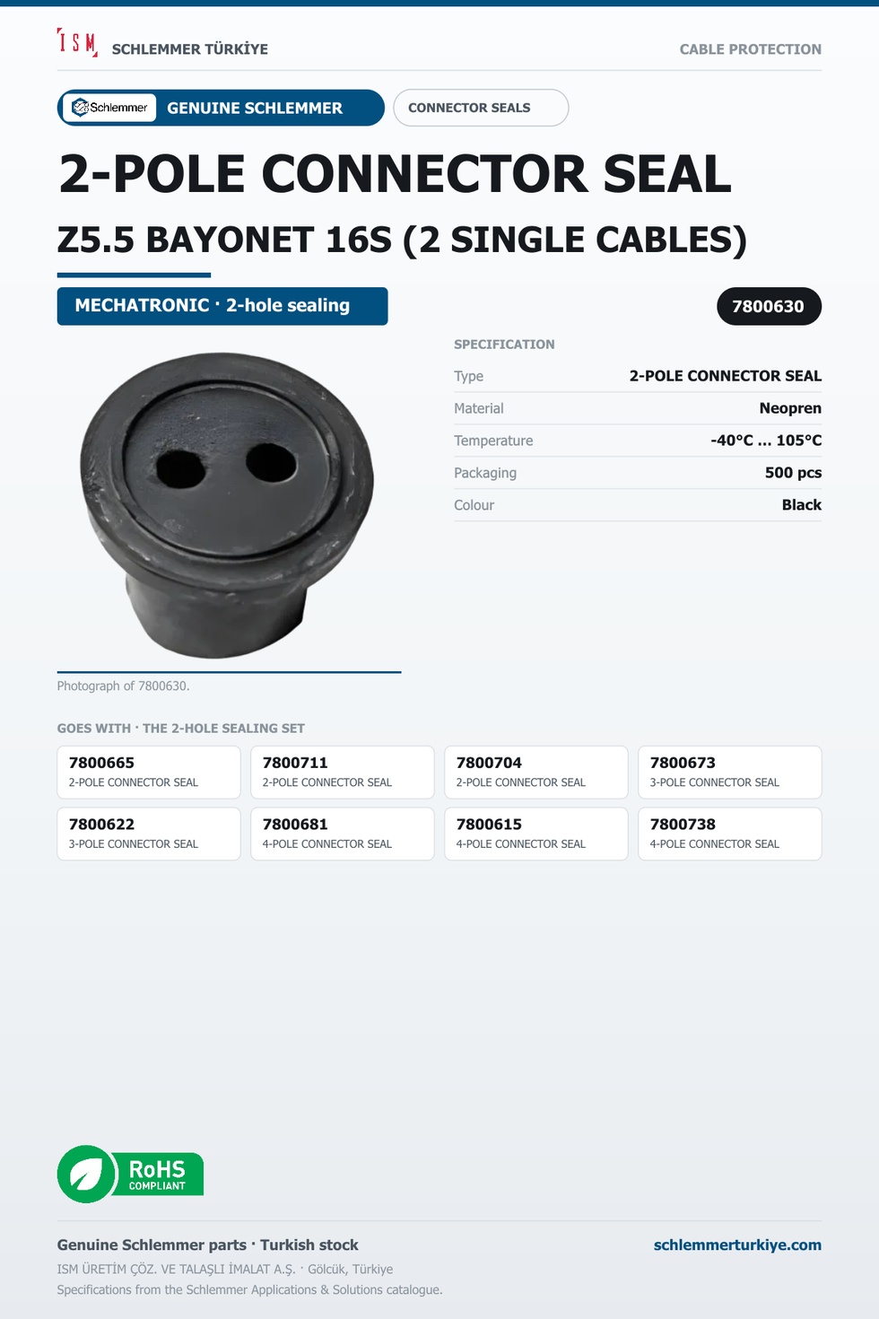 2-POLE CONNECTOR SEAL Z5.5 BAYONET 16S (2 SINGLE CABLES)