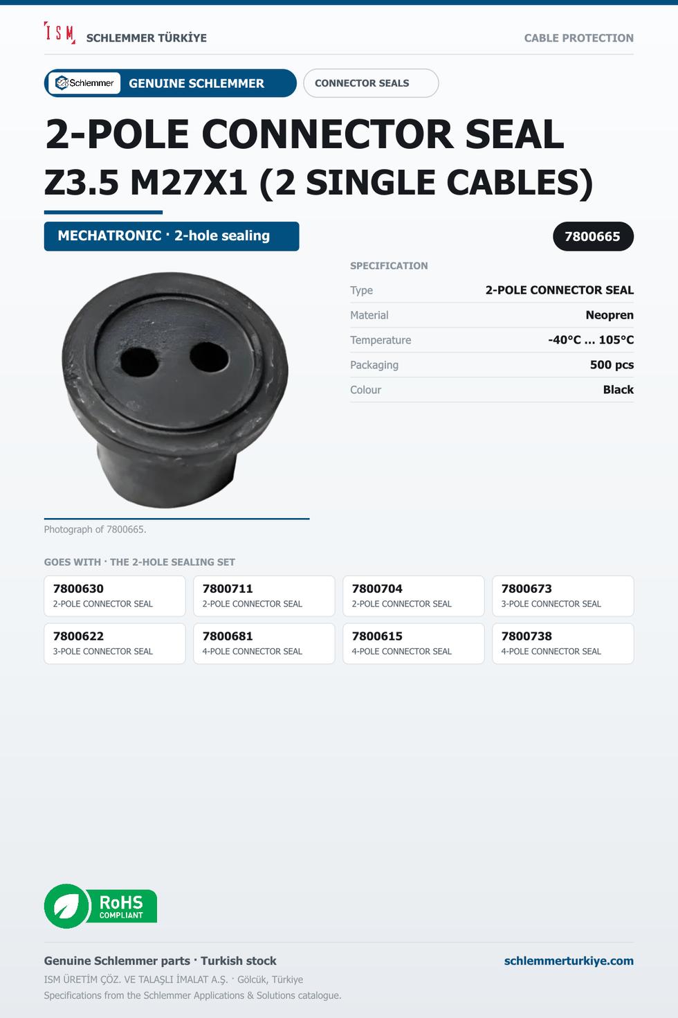 2-POLE CONNECTOR SEAL Z3.5 M27X1 (2 SINGLE CABLES)