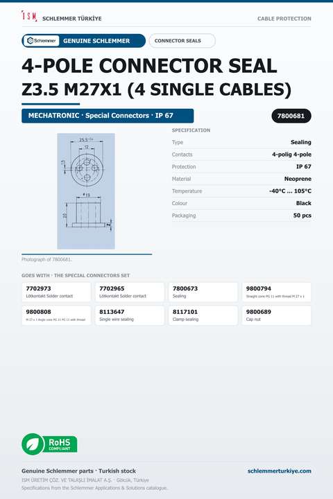 4-POLE CONNECTOR SEAL Z3.5 M27X1 (4 SINGLE CABLES)