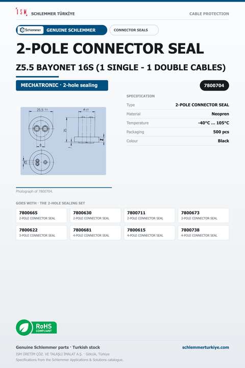 2-POLE CONNECTOR SEAL Z5.5 BAYONET 16S (1 SINGLE - 1 DOUBLE CABLES)