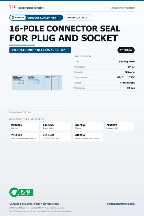 16-POLE CONNECTOR SEAL FOR PLUG AND SOCKET