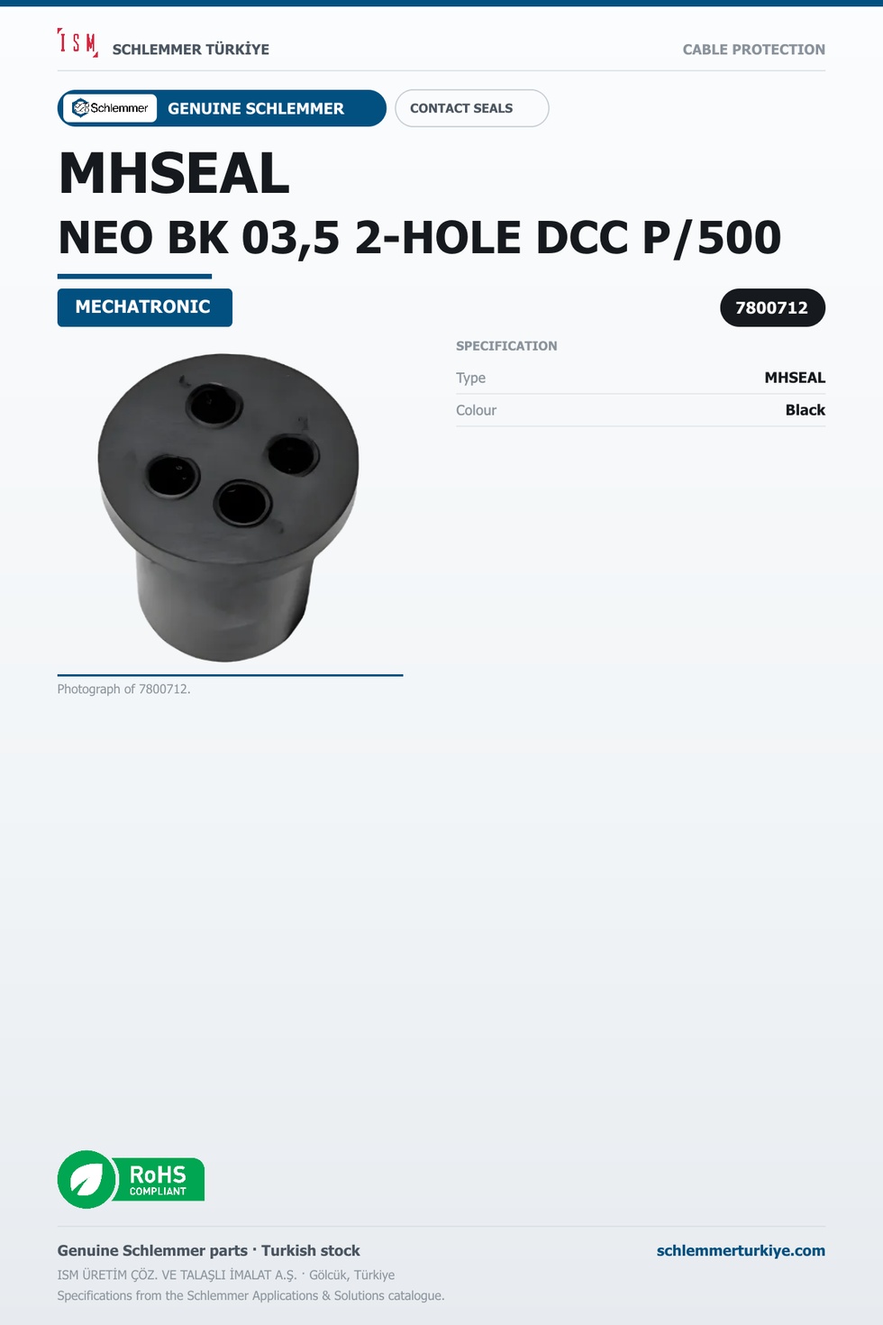 MHSEAL NEO BK 03,5 2-HOLE DCC P/500