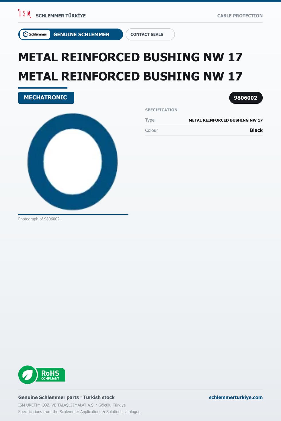 METAL REINFORCED BUSHING NW 17