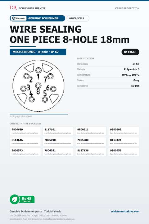 WIRE SEALING ONE PIECE 8-HOLE 18mm