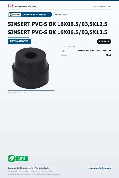 SINSERT PVC-S BK 16X06,5/03,5X12,5