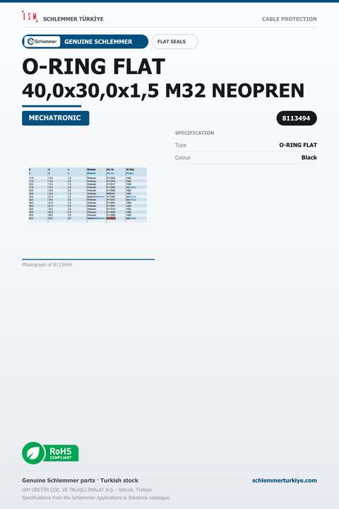 O-RING FLAT 40,0x30,0x1,5 M32 NEOPREN