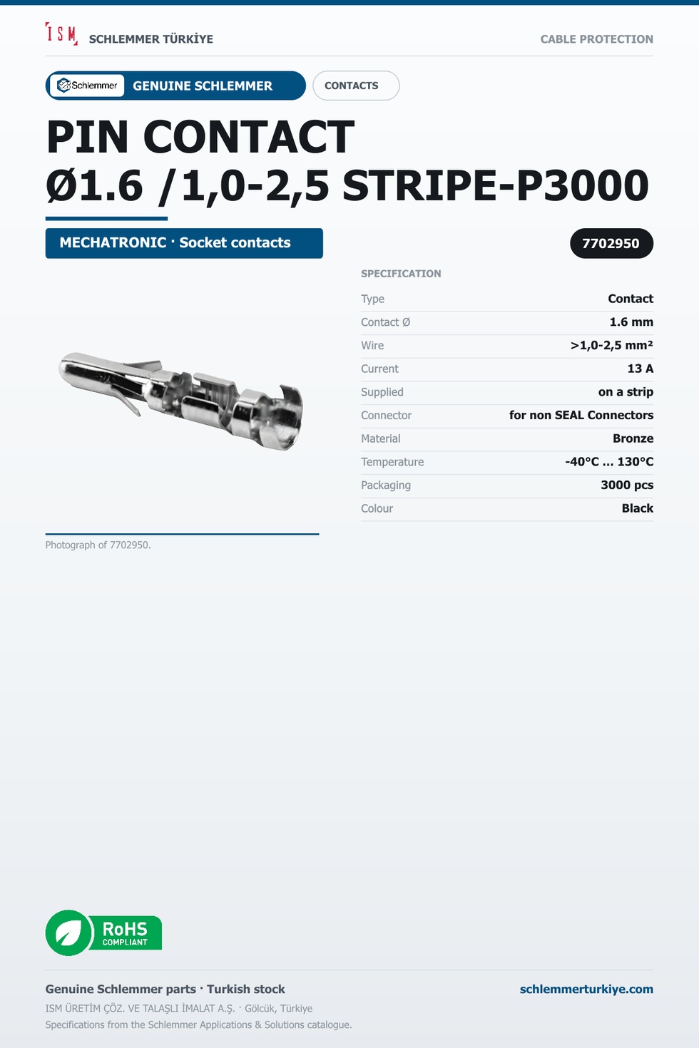 PIN CONTACT Ø1.6 /1,0-2,5 STRIPE-P3000