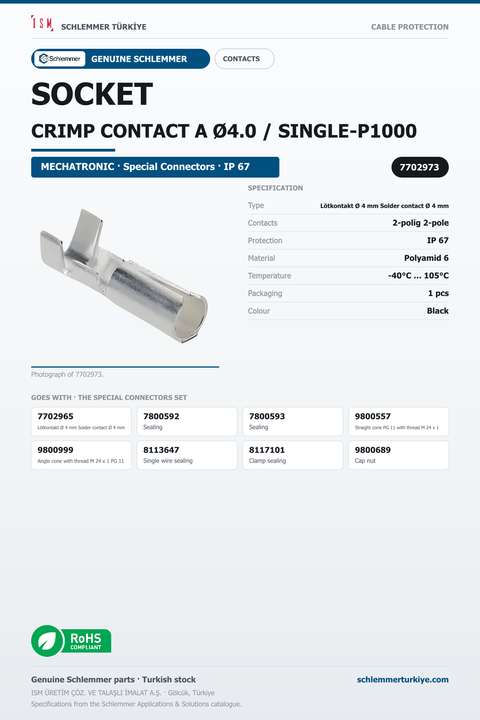 SOCKET CRIMP CONTACT A Ø4.0 / SINGLE-P1000