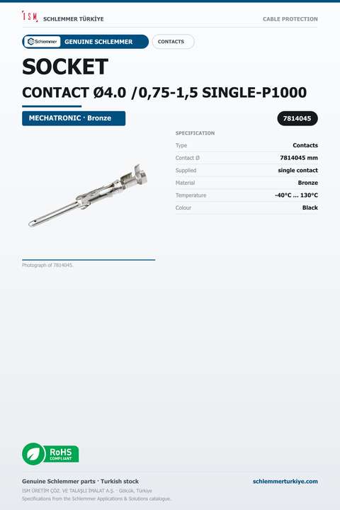 SOCKET CONTACT Ø4.0 /0,75-1,5 SINGLE-P1000