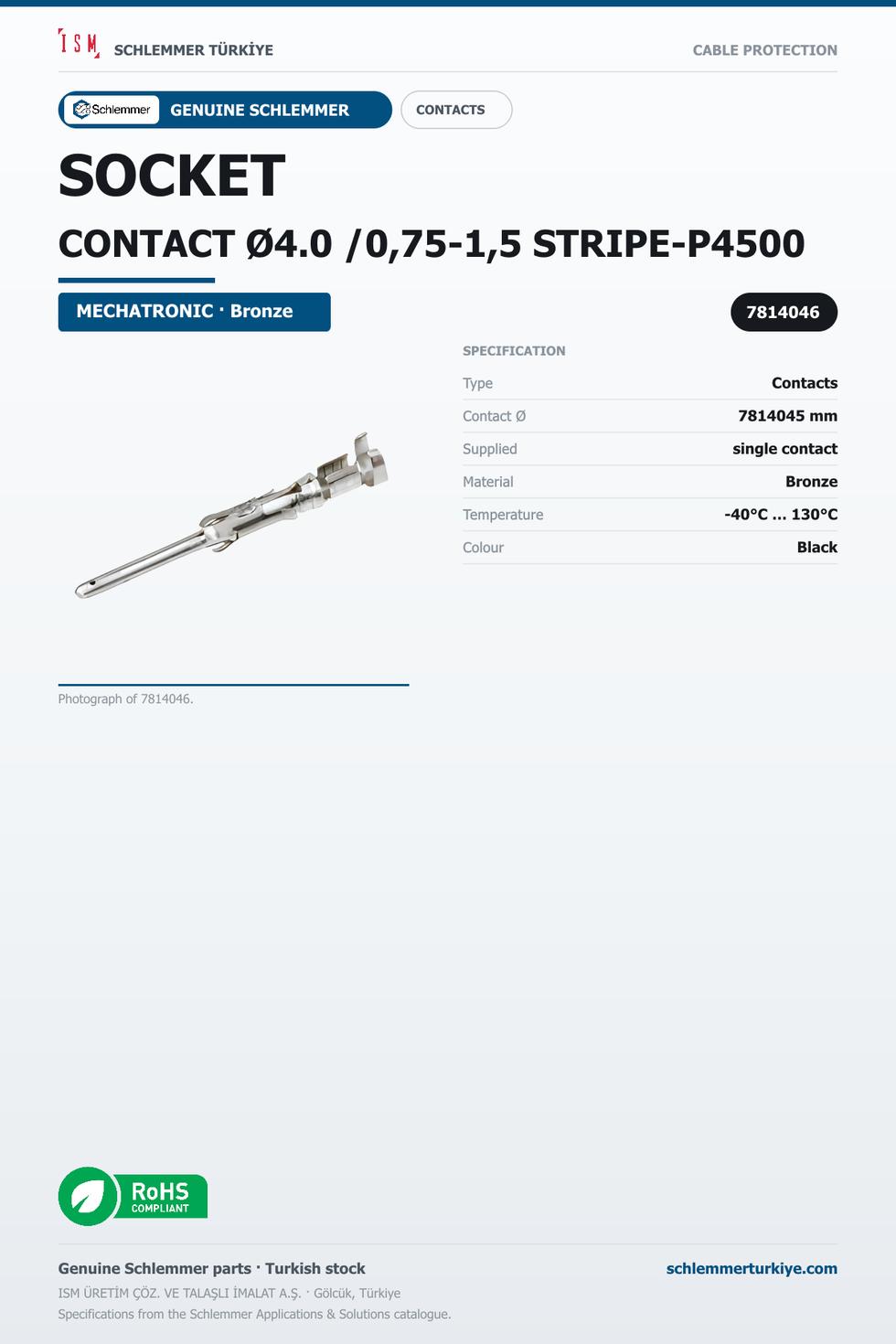 SOCKET CONTACT Ø4.0 /0,75-1,5 STRIPE-P4500
