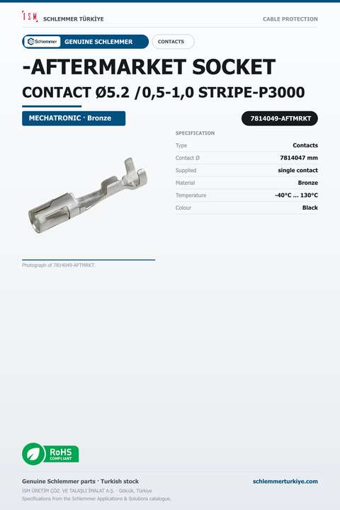 7814049- SOCKET CONTACT Ø5.2 /0,5-1,0 STRIPE-P3000