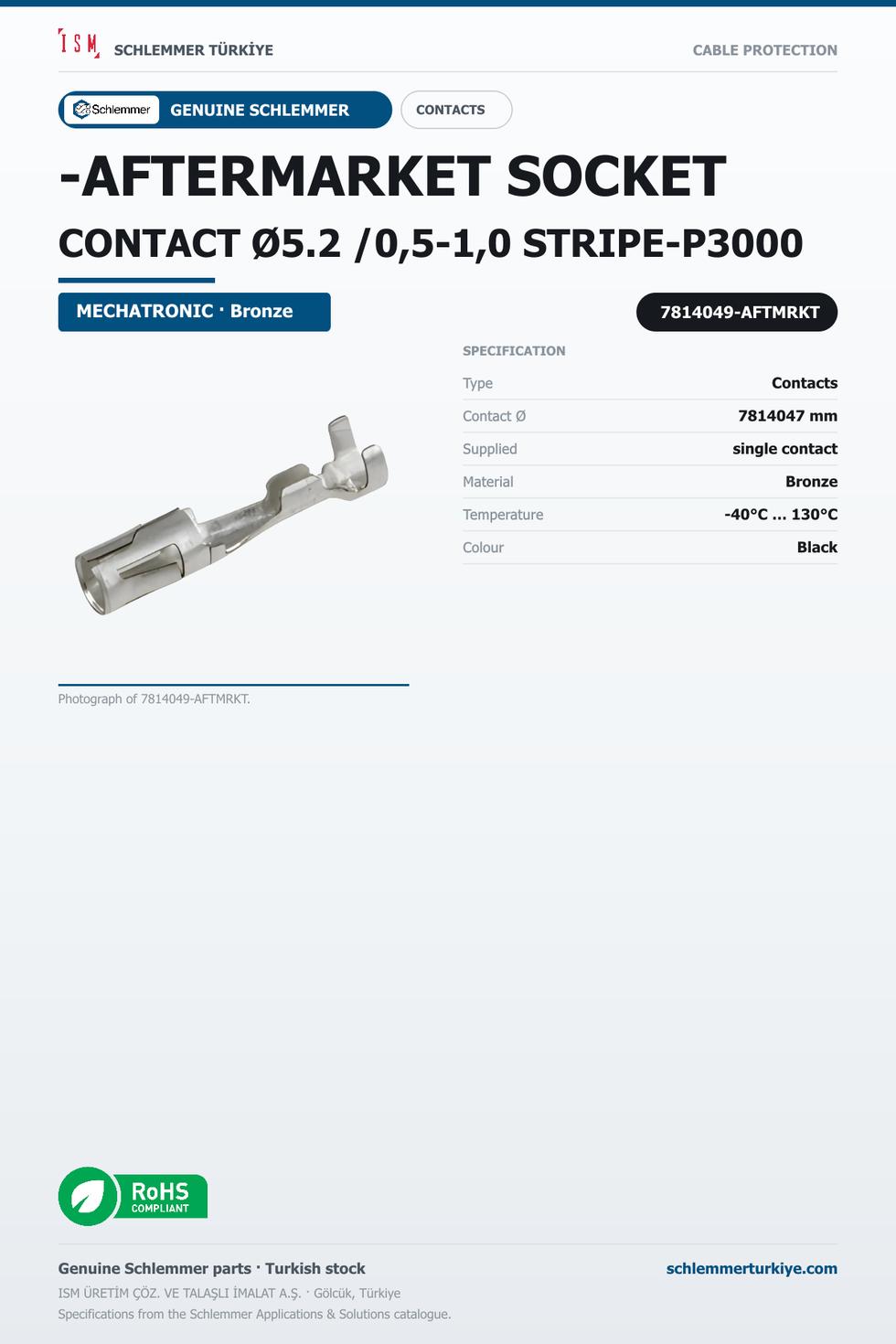 7814049- SOCKET CONTACT Ø5.2 /0,5-1,0 STRIPE-P3000