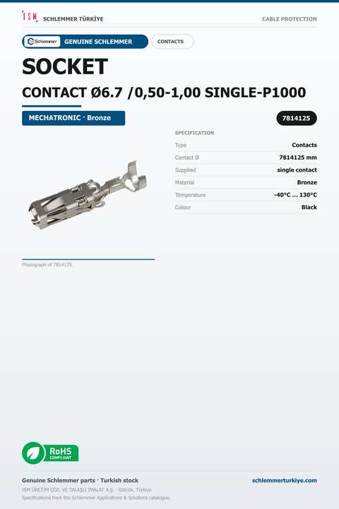 SOCKET CONTACT Ø6.7 /0,50-1,00 SINGLE-P1000