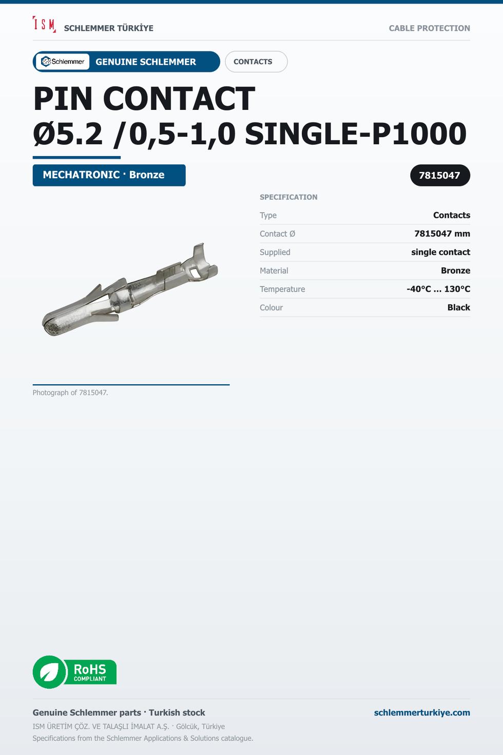PIN CONTACT Ø5.2 /0,5-1,0 SINGLE-P1000