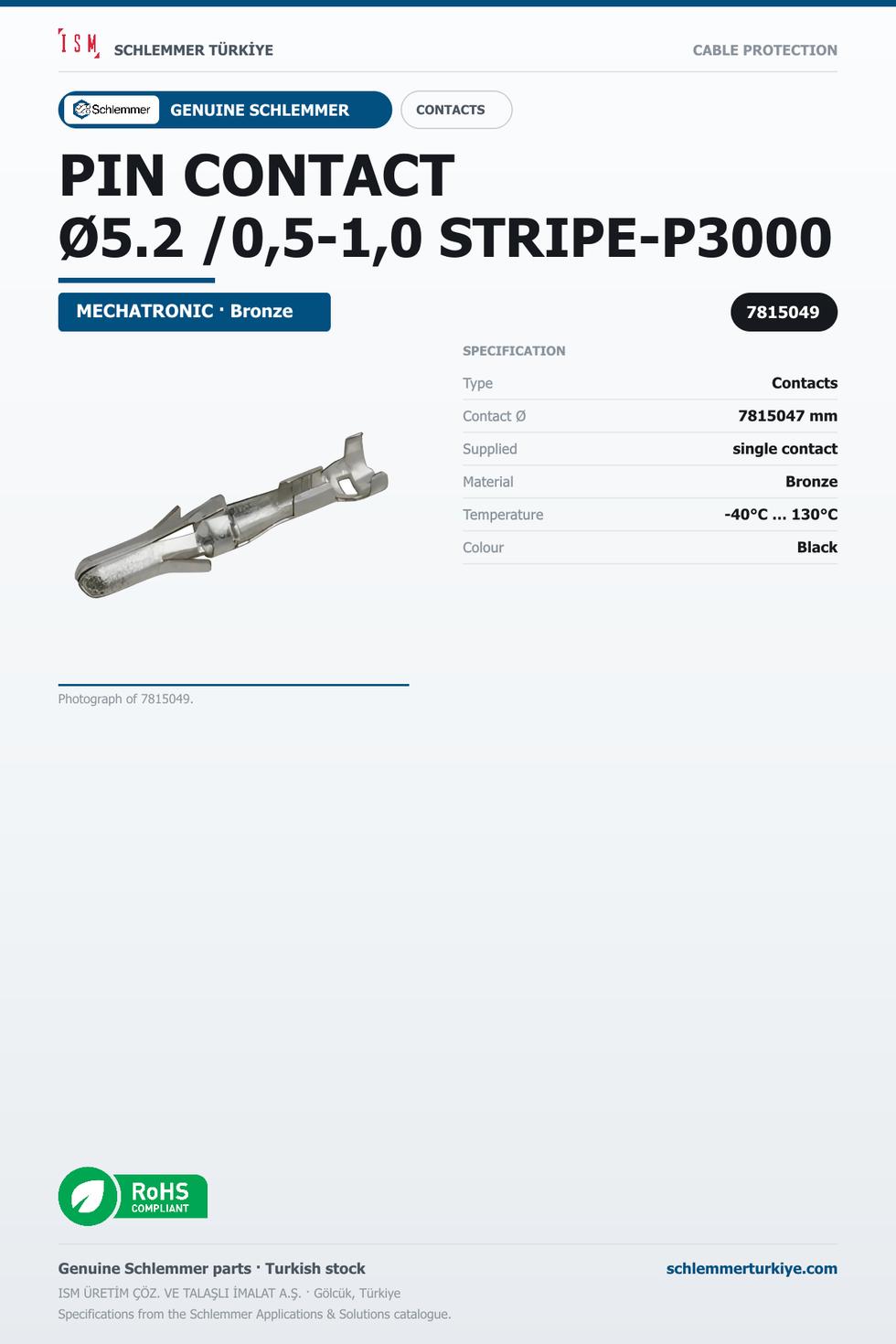 PIN CONTACT Ø5.2 /0,5-1,0 STRIPE-P3000