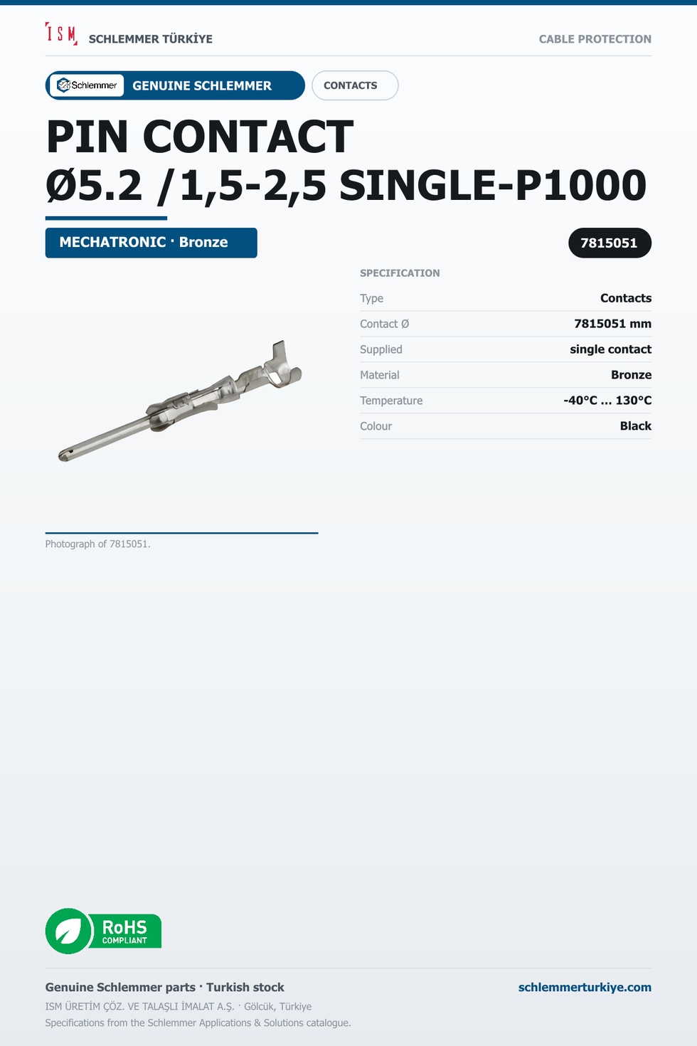 PIN CONTACT Ø5.2 /1,5-2,5 SINGLE-P1000