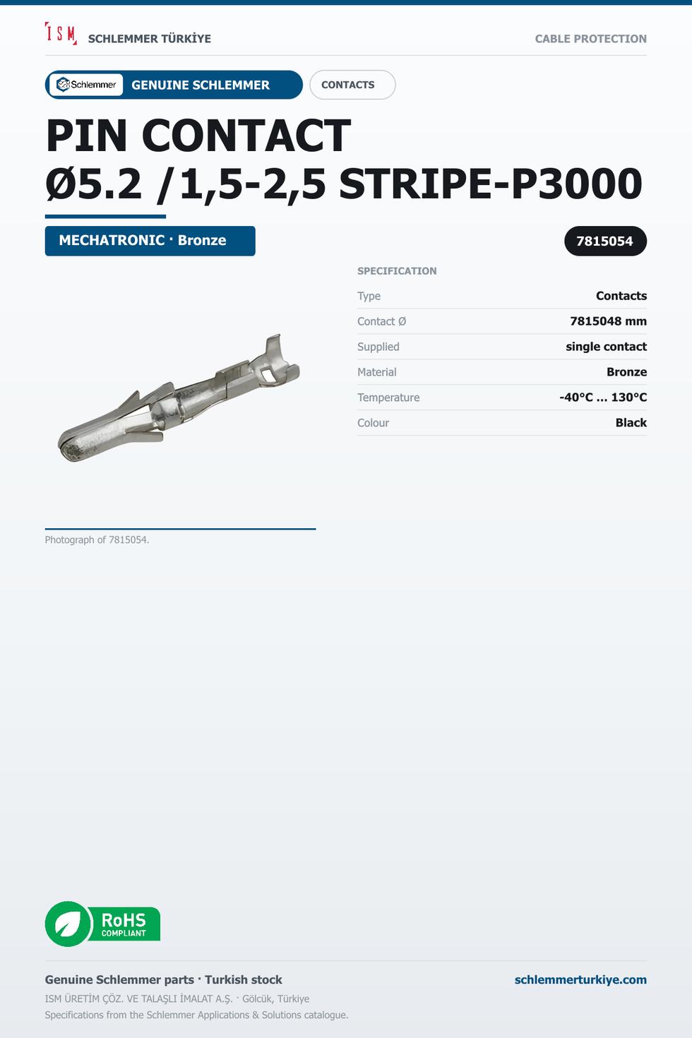 PIN CONTACT Ø5.2 /1,5-2,5 STRIPE-P3000