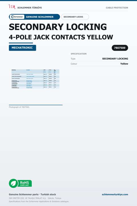 SECONDARY LOCKING 4-POLE JACK CONTACTS YELLOW