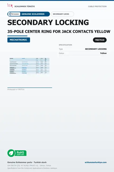 SECONDARY LOCKING 35-POLE CENTER RING FOR JACK CONTACTS YELLOW
