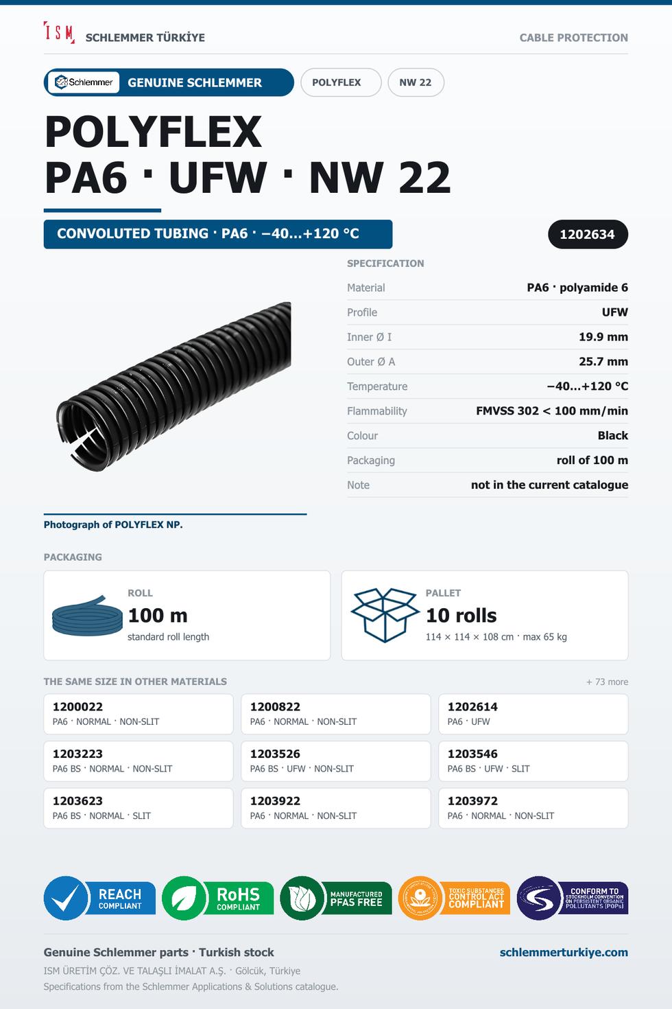 POLYFLEX NW22 UFW PA6 RLX 100 Meters